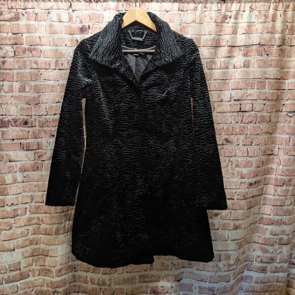 WHBM Black Textured Long Coat Size XS - Picture 2 of 14